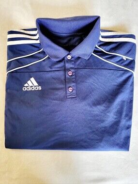 adidas Navy and White Men's Polo Shirt